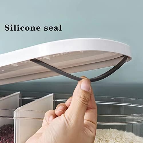 Dry Food Dispenser,Wall mounted 5 Grid Cereal Dispenser,Rice dispenser 25 pounds Kitchen Storage with Measuring Cup