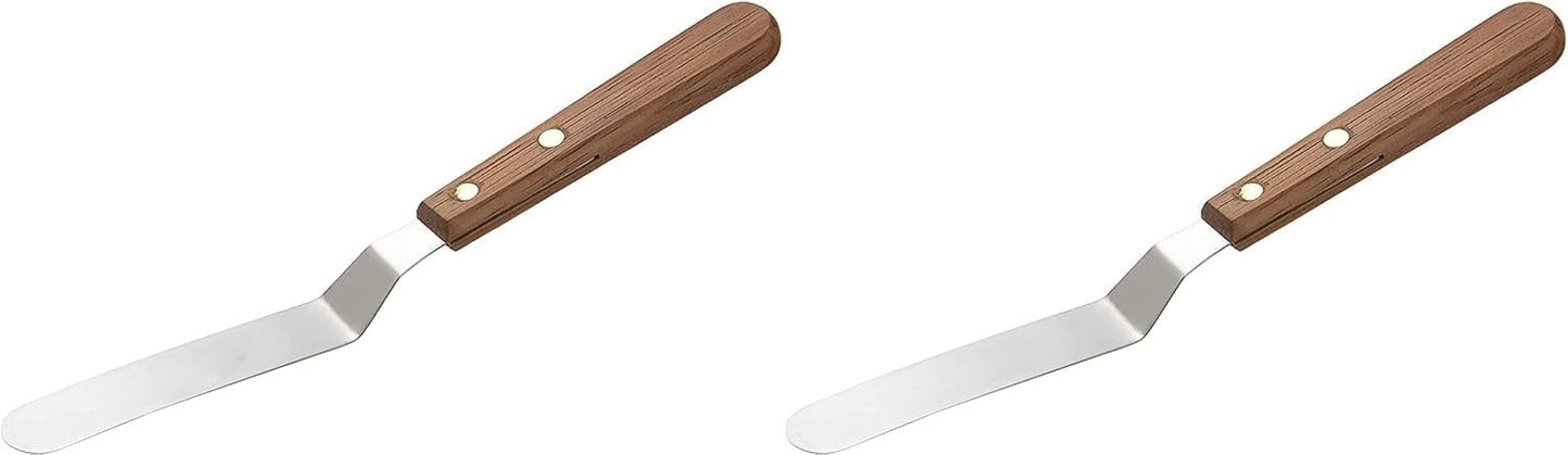 Icing Spatula | Professional Cake Angled Offset Spatula with 4.5" Stainless Steel Blade | Thickened Frosting Knife with Durable Wooden Handle for Cake Decorating, Pastry & Baking [2PK]