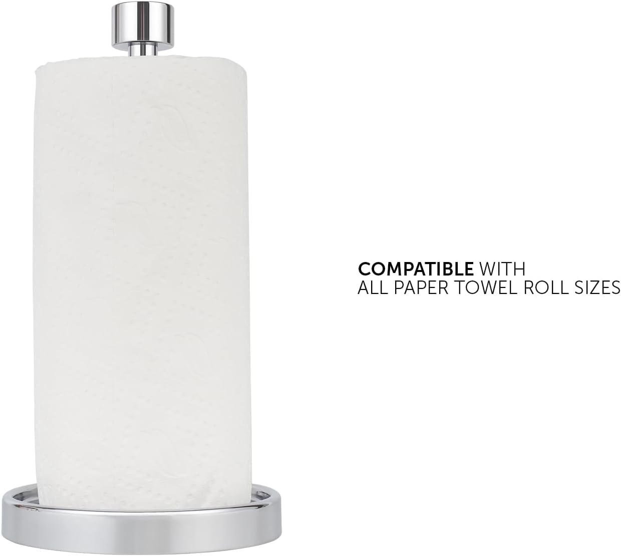 Ivilon Countertop Paper Towel Holder - Modern End Cap Minimalist Design - Color Chrome