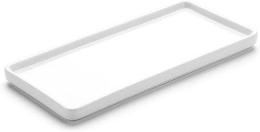 Gurygo 10" Ceramic Vanity Sink Tray for Bathroom Counter - Large Rectangle Kitchen Soap Tray - Ceramic Trays for Kitchen Counter, White