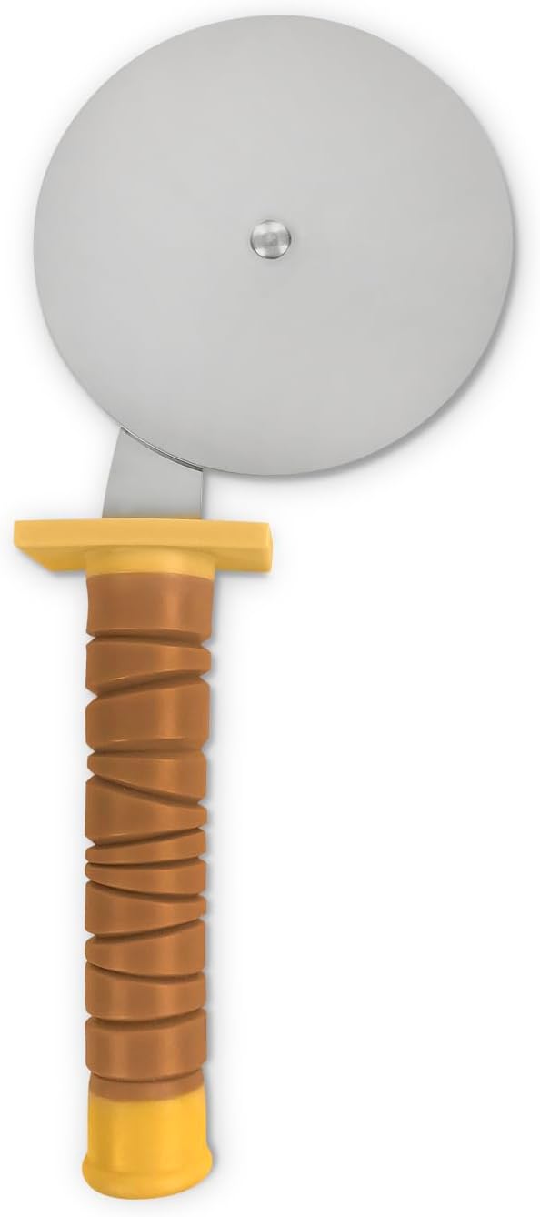Teenage Mutant Ninja Turtle Pizza Cutter - TMNT Ninja Turtles Sword Pizza Slicer - Stainless Steel Wheel with Ergonomic Grip Handle - Thumb Guard Protection - Fun Kitchen Tool for Pizza Lovers