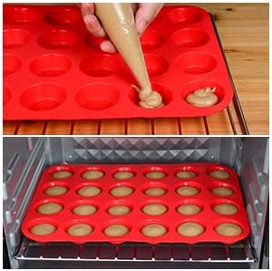 CAKETIME Silicone Muffin Pan Set - Mini 24 Cups, Regular 12 Cups Cupcake Pan, Jumbo 6 Cups Muffin Pan Silicone Bakeware for Baking Set of 3