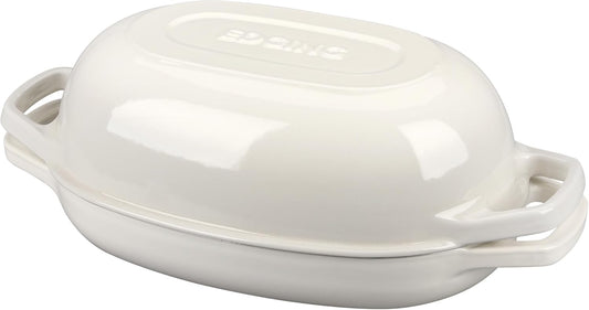 Enameled Cast Iron Dutch Oven Pot with Lid, Oval Dutch Oven for Bread Baking, Bread Oven for Homemade Sourdough Bread Baking, 5qt, White