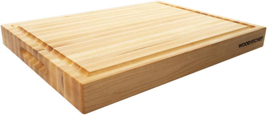 Medium Wood Cutting Board from Canadian Maple - A Reversible Butcher Block That Comes with Juice Groove for Cutting Meat and Juicy Veggies Easily - Maple Chopping Board - 16x12x1.5"