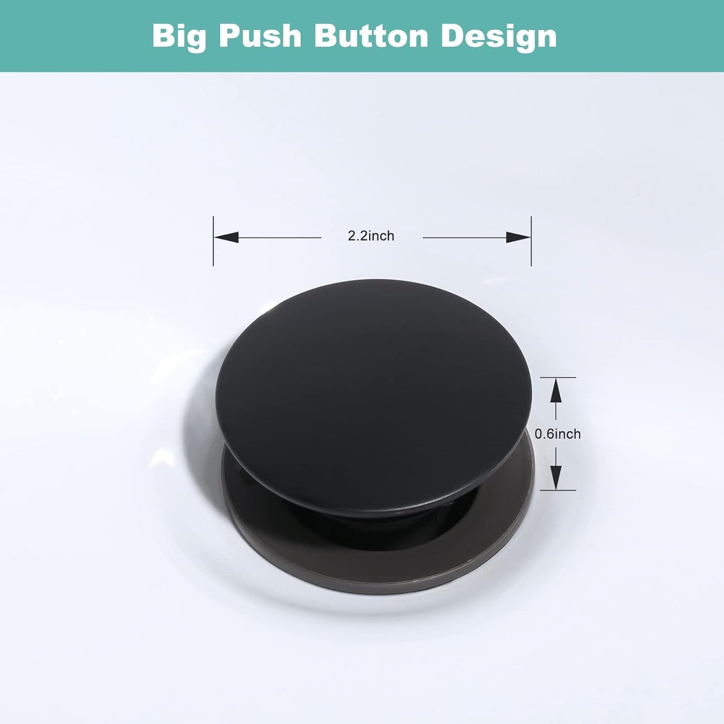 Bathroom Sink Drain Without Overflow, ARCORA Matte Black Pop Up Drain for Vessel Sink Clicker Drain Stopper