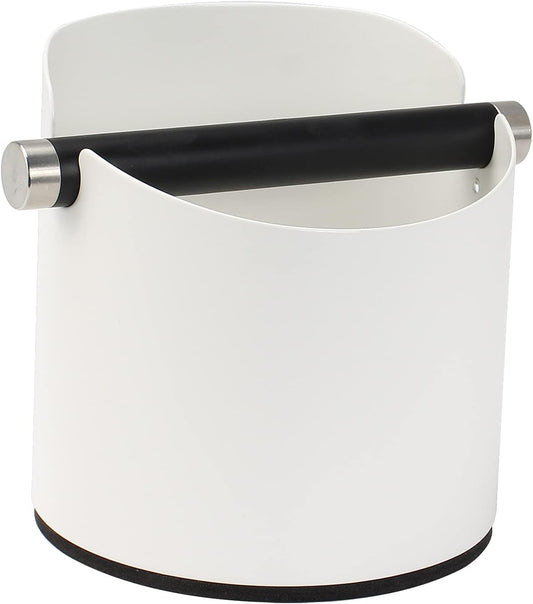 DIBTSA Coffee Knock Box, Espresso Knock Box Stainless Steel Espresso Machine Accessories with Removable Knock Bar and Non-Slip Base Coffee Grounds Container Bin, Large (White)