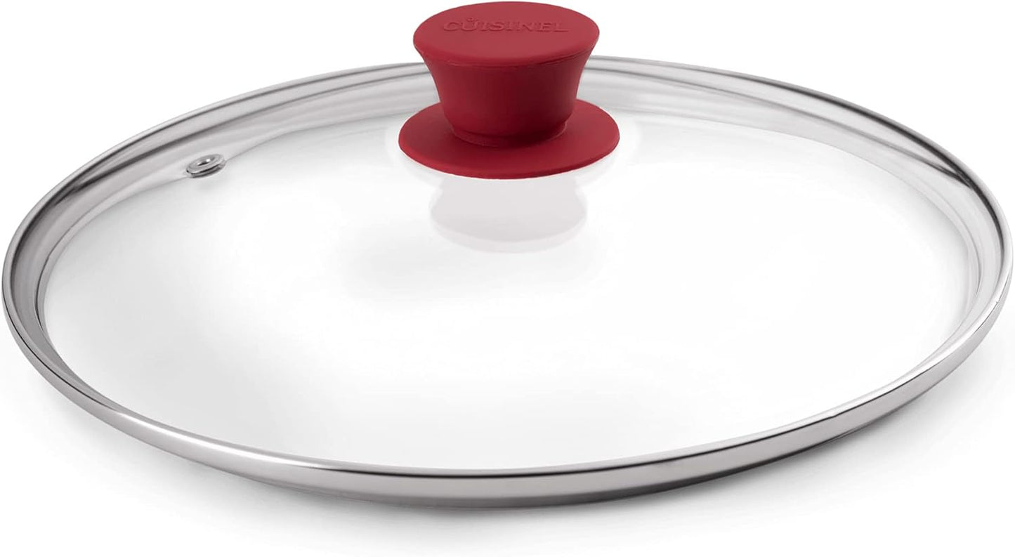 Glass Lid with Steam Vent Hole - 10"-Inch/25.4-cm - Compatible with Lodge Cast Iron Skillet Pan - Fully Assembled Universal Replacement Cover - Tempered and Oven Safe - Reinforced Stainless Steel Rim