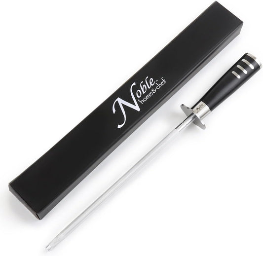 Professional Honing Steel 12”, Magnetized for Safety, No Rust, No Cheap Plastic! Noble’s Knife Sharpener Has an Oval Handle for a Firm Grip and is Built For Daily Use, Perfect for Chefs!