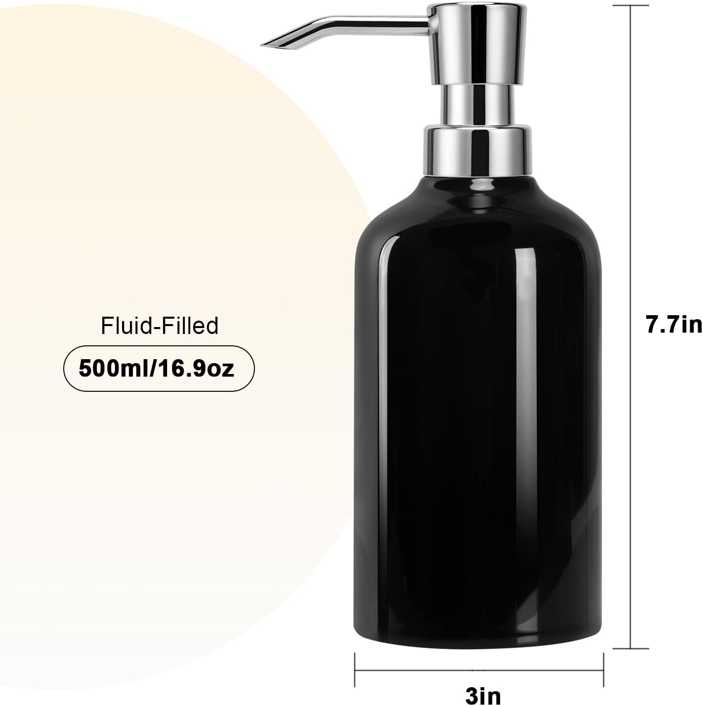 Ceramic Black Soap Dispenser Bathroom, 16.9oz Hand Soap Dispenser for Kitchen, Hotel