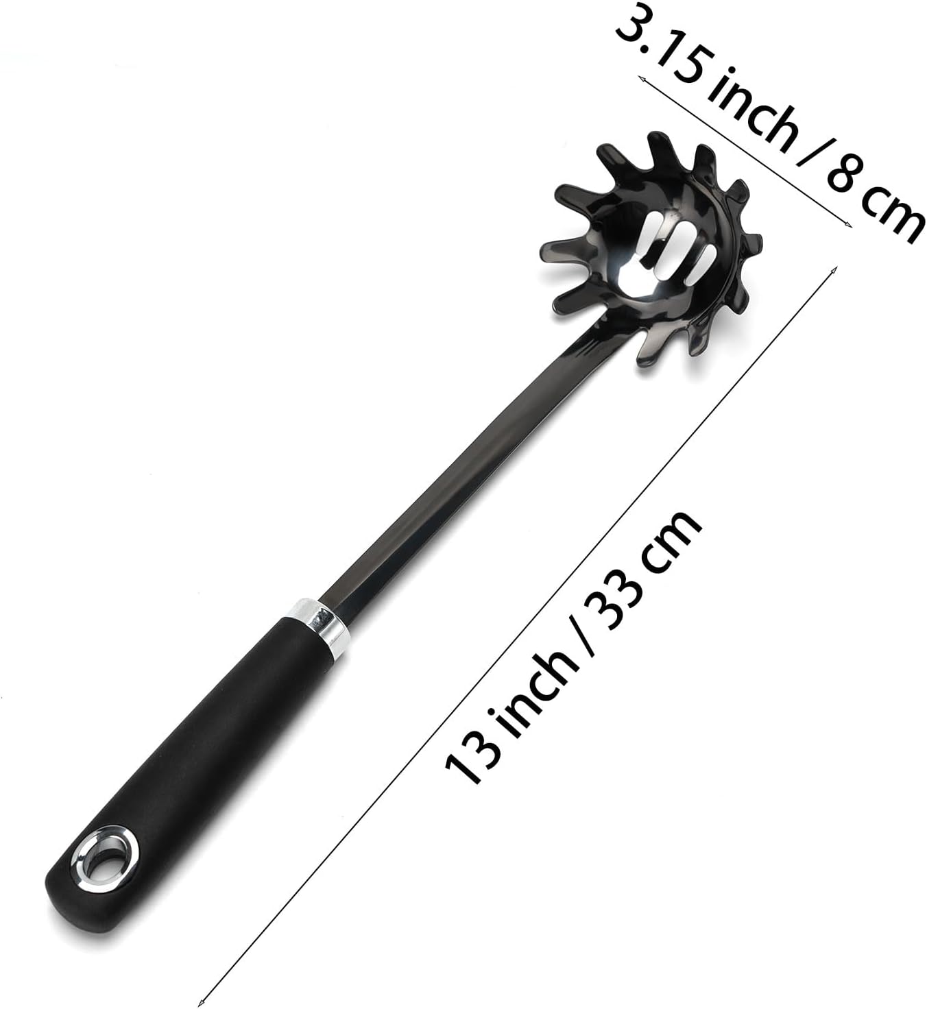 Stainless Steel Spaghetti Spoon - 12.6 Inch Pasta Spoon with Comfortable Grip Design -Metal Pasta Fork Pasta Server - Kitchen Gadgets Pasta Ladle Kitchen Tools