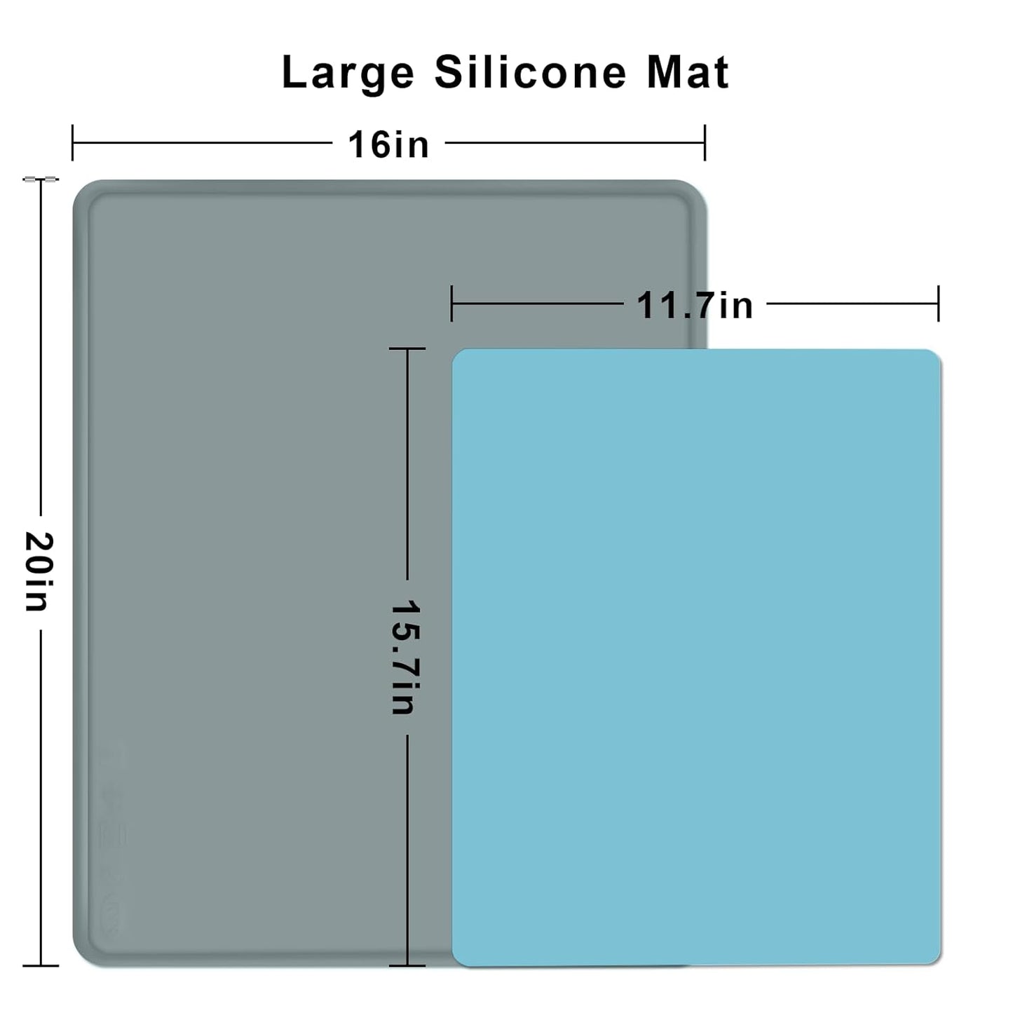 Large Silicone Mat 6 Pack, 20"x16" Silicone Craft Mats for Resin Jewelry Casting Molds, Food Grade Silicone Sheet with Raised Edge, Nonstick Waterproof, Cool Grey