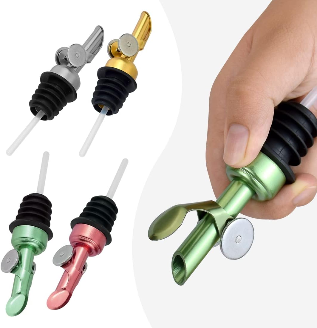 MEETSWEET Automatic Pour Spout, Stainless Steel, Leak-Proof, For Oil, Vinegar, Wine & More (Silver)