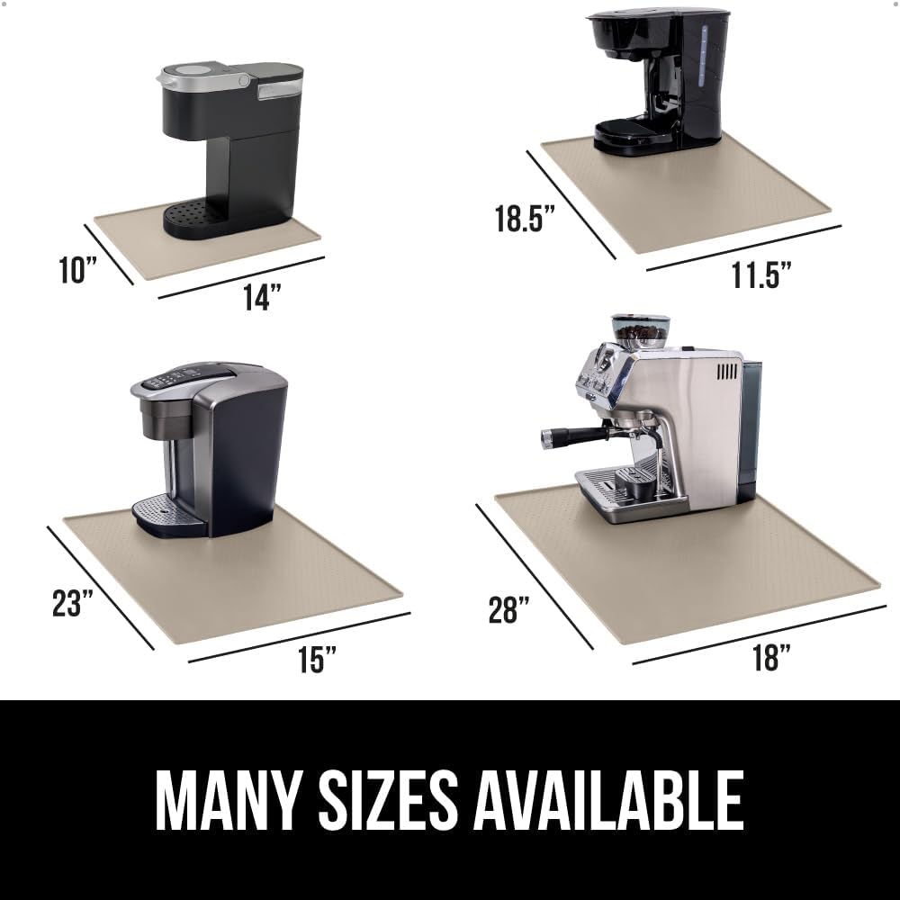GORILLA GRIP Silicone Coffee Mat, 15x23, Espresso Drink Bar Station Accessories, Waterproof Heat-Resistant Dish Drying Mats, Stay in Place on Kitchen Counter, Home Kitchen Decor Essentials, Almond