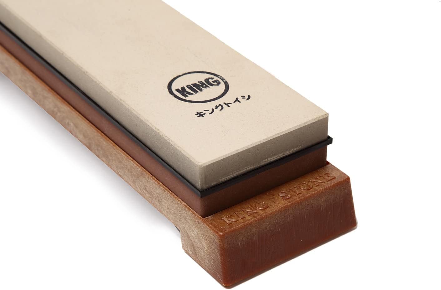 Japanese Knife Sharpener 1000/6000 Grit and Knife Angle Holder Set by B&B japan for Stainless Steel Cutlery and Pointed Carver, Best for Long-Lasting Sharpness, "KING" Trade Mark