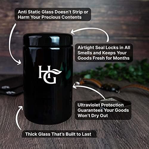 Herb Guard - 2 Oz Airtight Container & Smell Proof Jar (1 Liter) Humidity Pack Keeps Herbs Fresh for Months [3 Pack]