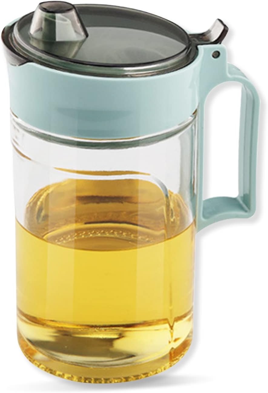 TENTA KITCHEN Olive Oil Vinegar Syrups Bottle Dispenser Cruet - 550ml(18.6 Oz) Oil Bottle Glass With No Drip Plastic Bottle Spout And Protective Cap(Green 1PC)
