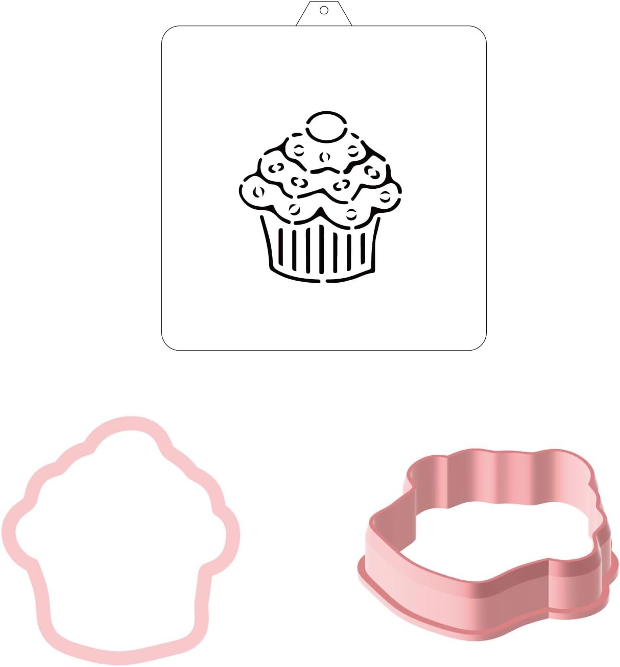 Cupcake Cookie cutter and stencil set Baking stencils and cutters bundle DIY bakery decorating kit Cookie cutter with stencils Icing stencil and cookie cutter combo (Cupcake)