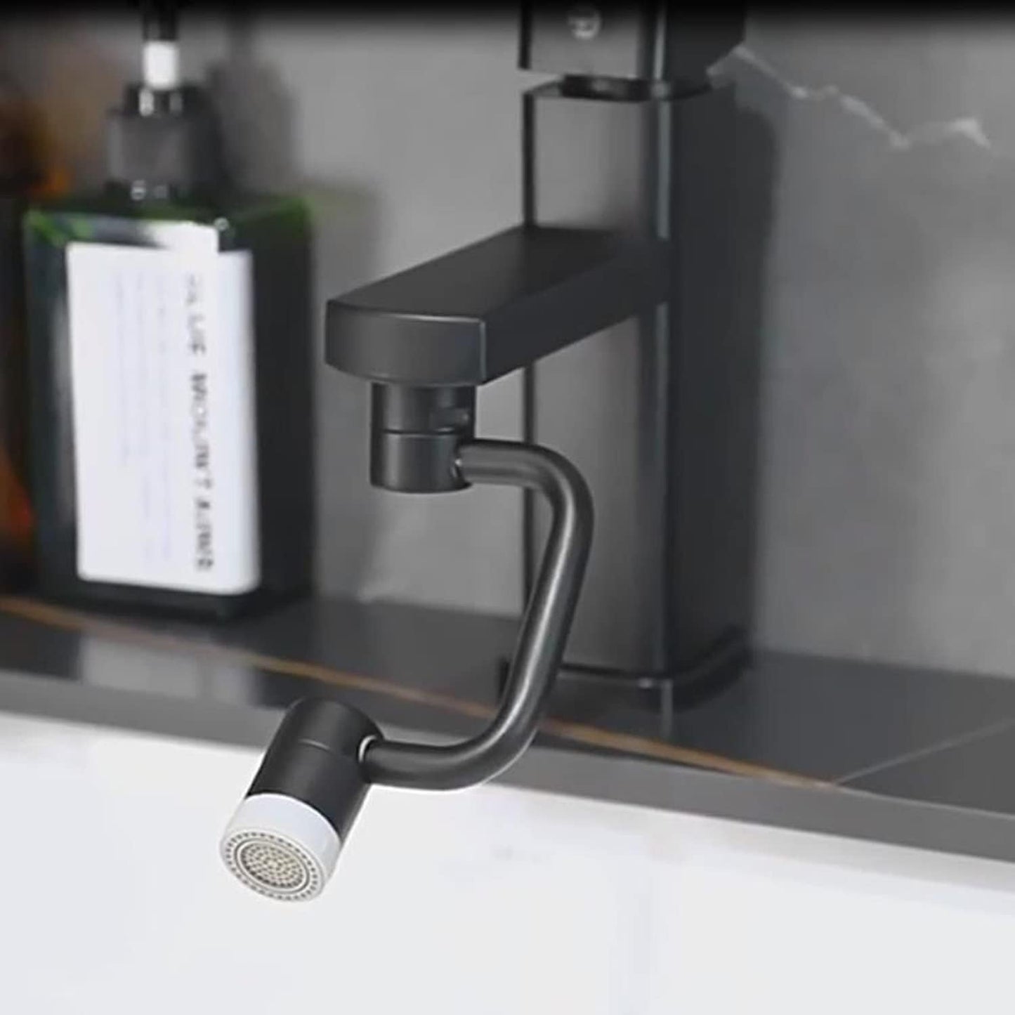 LikeHome 2 Packs Matte Black Rotating Faucet Extender Aerator, Solid Brass, Chrome Finish, Dual-Function 2-Flow Sprayer, 1080 Swivel, Easy to Install, WaterSense, NSF 61