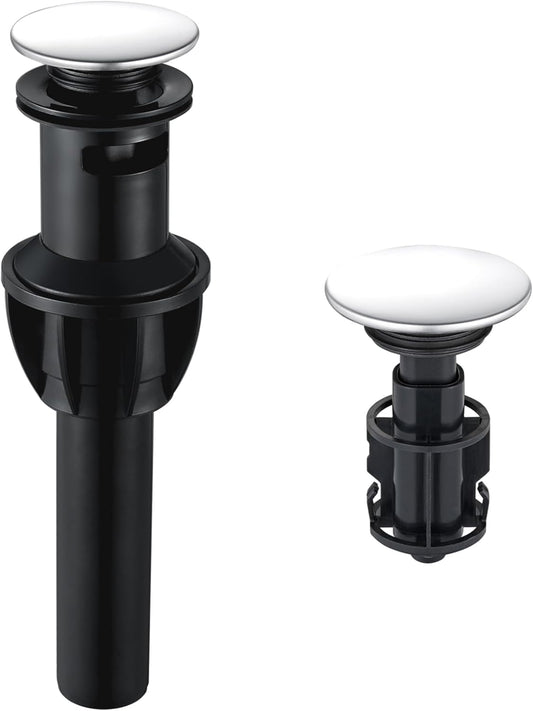 Bathroom Sink Drain, Pop Up Drain Stopper with Overflow, Lavatory Vanity Vessel Sink Drain Assembly, Chrome