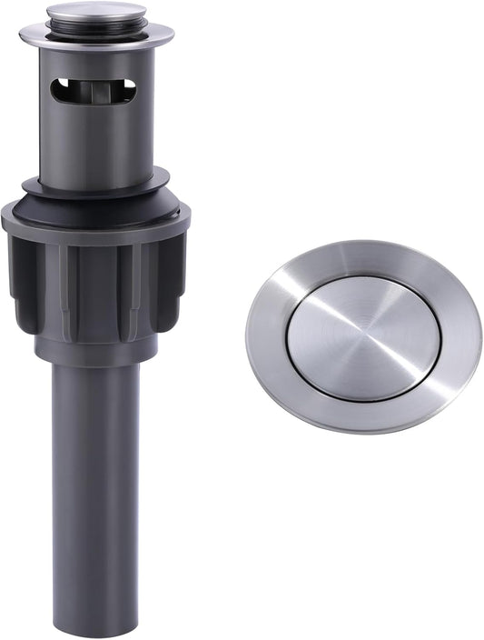 ALEASHA Bathroom Sink Drain with Overflow Vessel Sink Stopper,Pop Up Drain for Bathroom Sink Pop Up Drain Stopper for Hair Catcher,Brushed Nickel