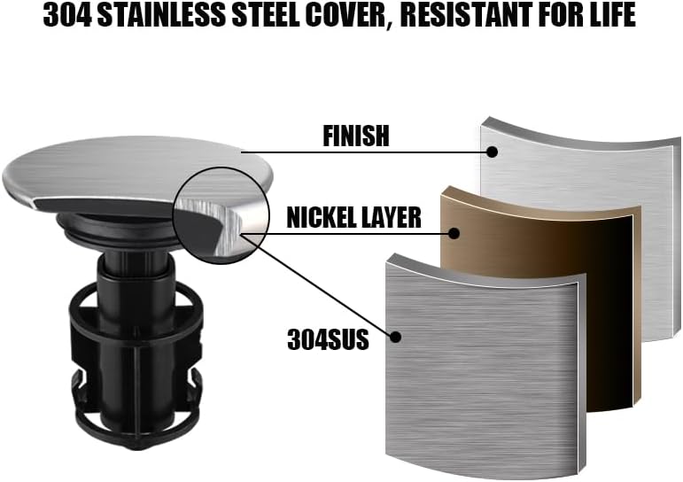 Bathroom Sink Drain, Pop Up Drain Stopper with Overflow, Lavatory Vanity Vessel Sink Drain Assembly, Brushed Nickel