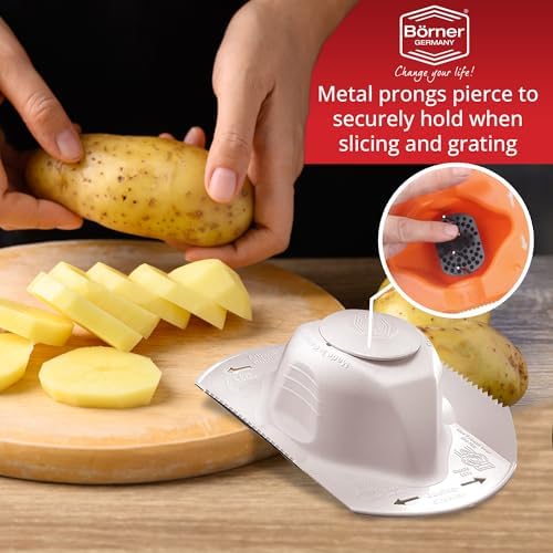 Borner Safety Food Holder - Finger Anti-Cut Protectors for Vegetable or Fruit Grater, Food Slicer Cutter, Cheese Grater, Kitchen Fruit & Vegetable Holder for Slicing, - One Size, White