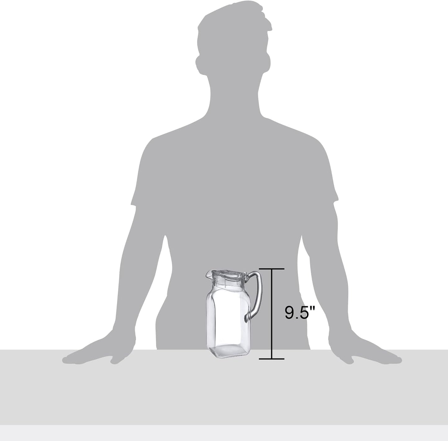 Amazing Abby - Quadly - Plastic Pitcher (64 oz, 2 Quart), Clear Water Pitcher with Lid, Fridge Jug, BPA-Free, Shatter-Proof, Great for Iced Tea, Sangria, Lemonade, Juice, Milk, and More