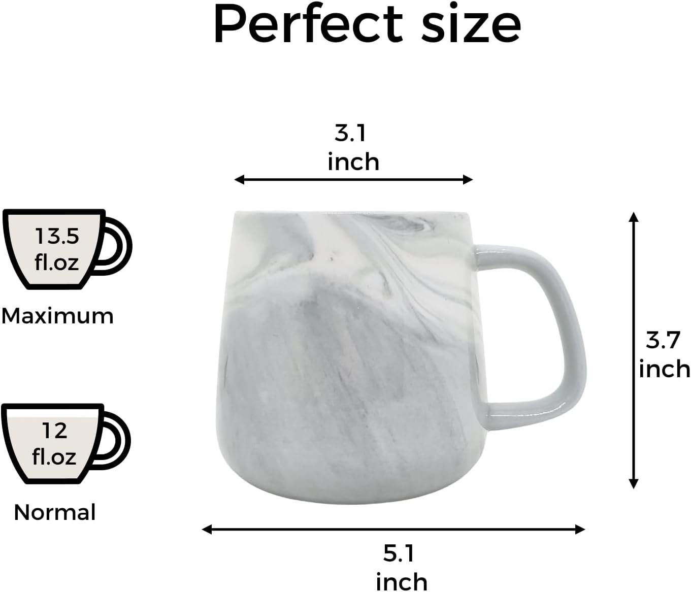 Ceramic Coffee Mug, Gray Marble Pattern Coffee Cups 12 Oz, Aesthetic Stoneware Cups, Coffee Mugs For Men, Dishwasher Safe, Microwave Safe