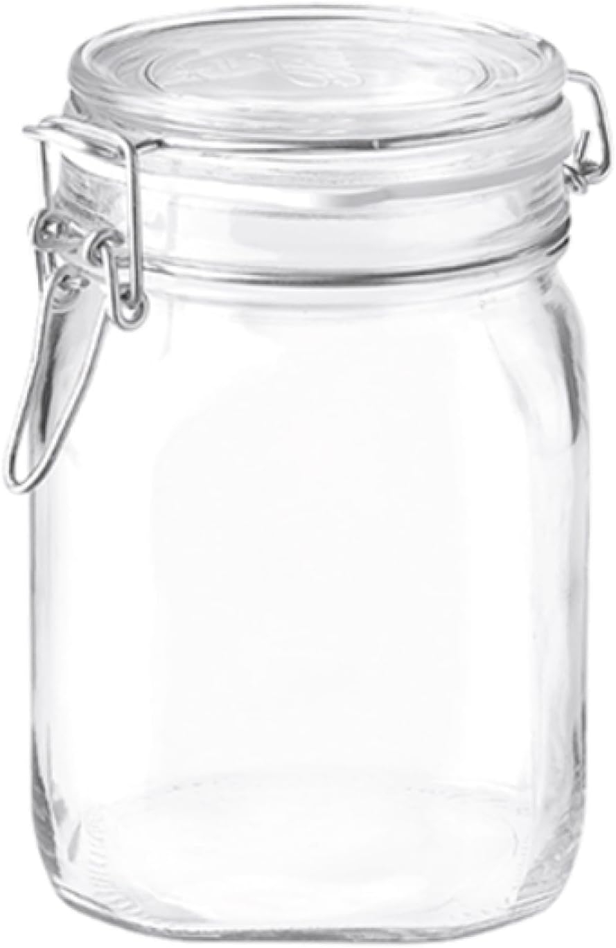 Bormioli Rocco Fido Glass Jars (17.5 Oz, 33.75 Oz & 25.25 Oz) - Airtight Storage Containers - Ideal for Pantry Storage, Gifting, Canning & Kitchen Organization, Made in Italy (Set of 3)