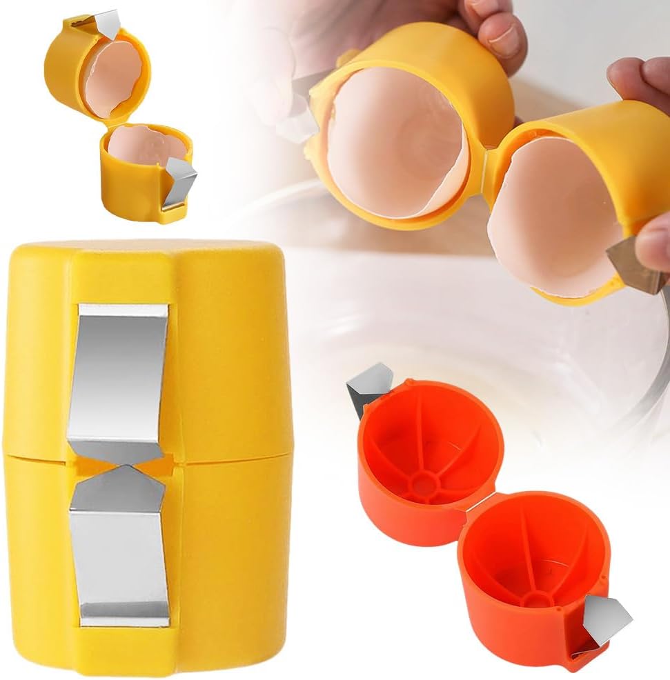 Stainless Steel Egg Shell Opener, 2025 New Egg Shell Cutter Egg Shell Separator for Raw Eggs Gadgets, Multifunctional Egg Cutter Egg Cracker Separator for Home Kitchen (Yellow)