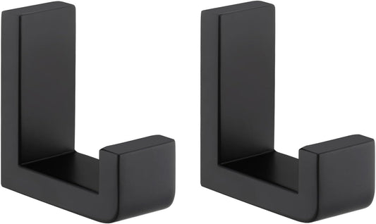 Angle Simple Towel Hook Matte Black 2 Pack, 304 Stainless Steel Bathroom Coat Robe Hook for Wall