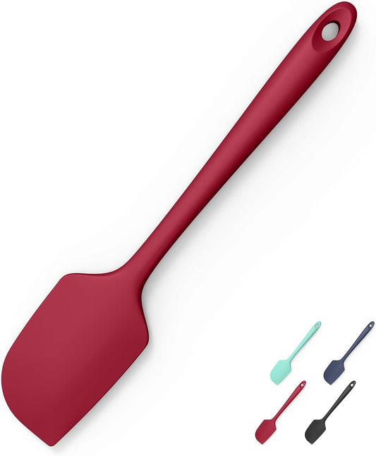 600°F Heat Resistant Silicone Spatula, Doosu High Temp Flexible Kitchen Rubber Bowl Scrapers Food Grade Seamless Baking Supplies Scratch-Proof for Scraping Non-Stick Pans (Red, 11.4in)