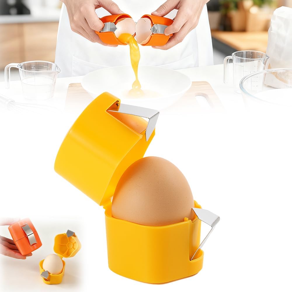 Egg Shell Opener, 2026 Upgrade Egg Peeler, Stainless Steel Egg Slicer for Hard Boiled Eggs, Egg Peeling Tool, Hard Boiled Egg Peeler, Egg Shell Cutter for Boiled Egg (Yellow)