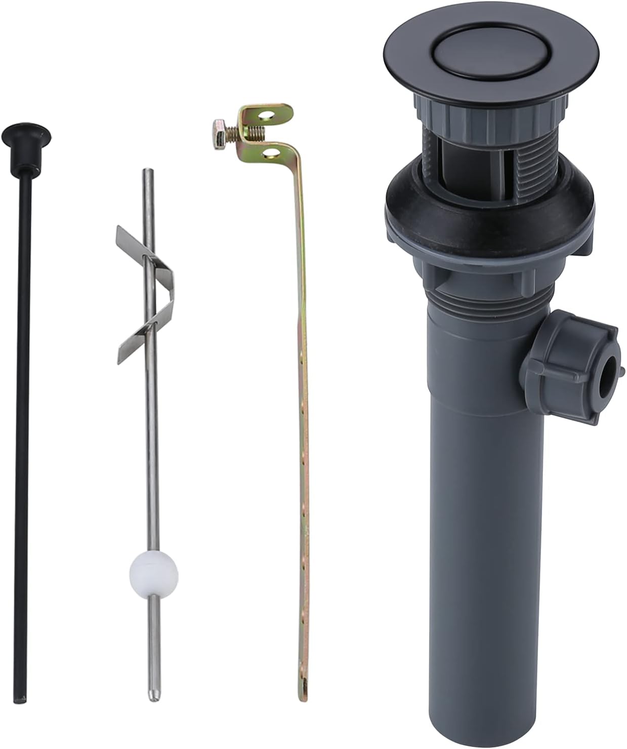 ARCORA Sink Drain with Overflow, Bathroom Sink Stopper with Lift Rod, Matte Black Drain for Vessel Sink