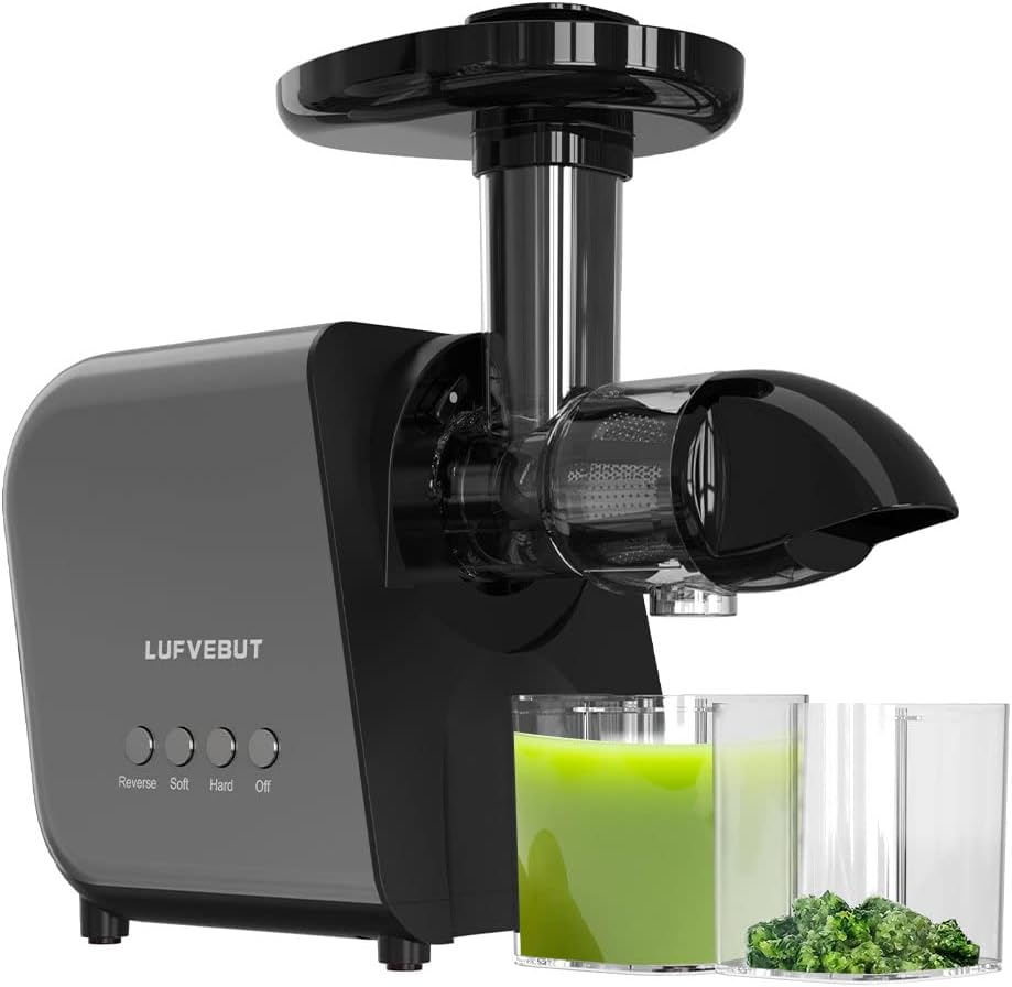 Juicer Slow Masticating for Tomato Ginger Wheatgrass Celery Beets, Home Kitchen Cold Press Juicer Machine for Fruits and Vegetables, Extractor de Jugos Y Vegetales, BPA Free, Easy Clean, Quiet Motor