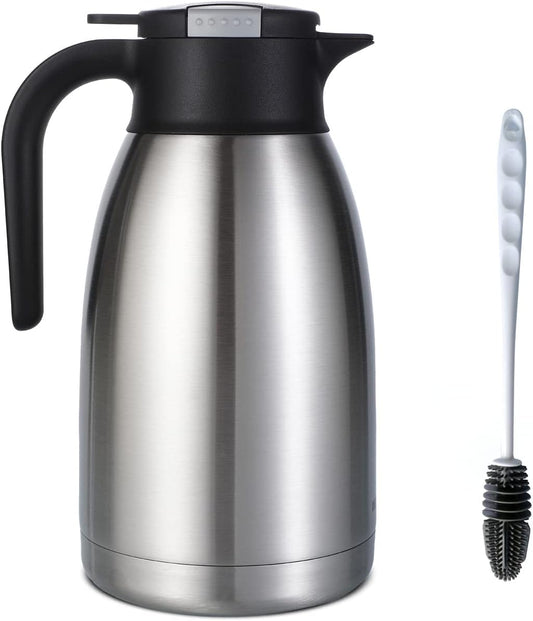 Heritage66 Thermal Coffee Carafe Dispenser, Triple Wall Stainless Steel, Vacuum Insulated, 34 oz/1 Liter, Keeps Hot 12 Hours (2 Liter / 68 Oz)