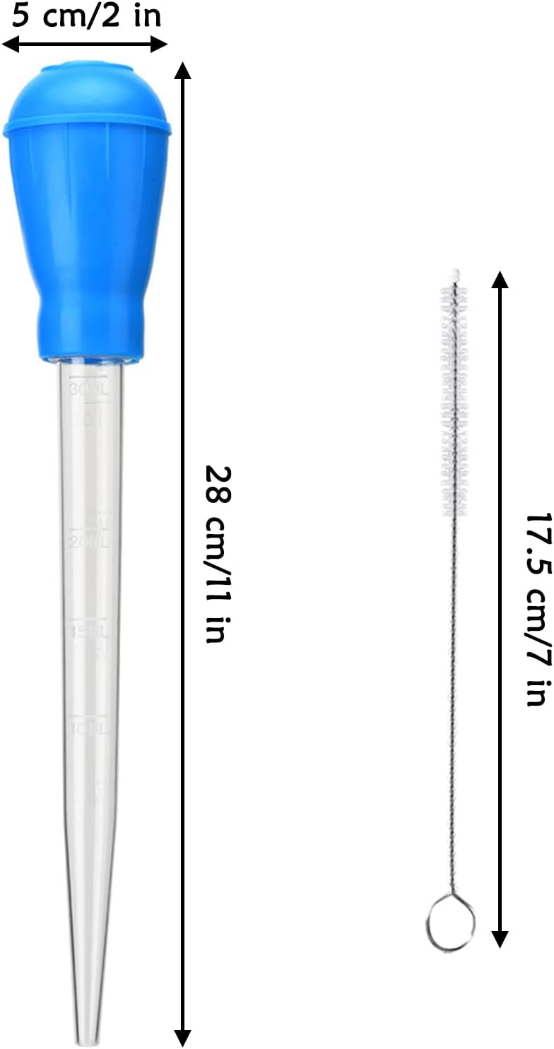TXIN 5 Pieces 30ml/1oz Turkey Baster with 5 Cleaning Brush, Plastic Syringe Baster with Silicone Pump Head, Heat-resistant Meat Marinade Injector with Measurments for BBQ Grill Baking Kitchen Cooking