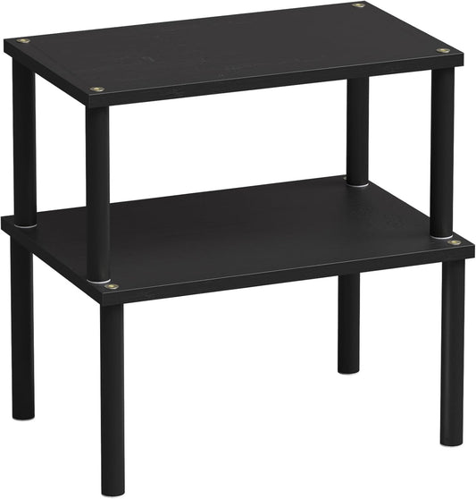 Cabinet Organizer Shelf(Set of 2),Kitchen Counter Shelves,Bamboo Spice Rack Countertop and Cabinet,Stackable Expandable,Medium(Black)