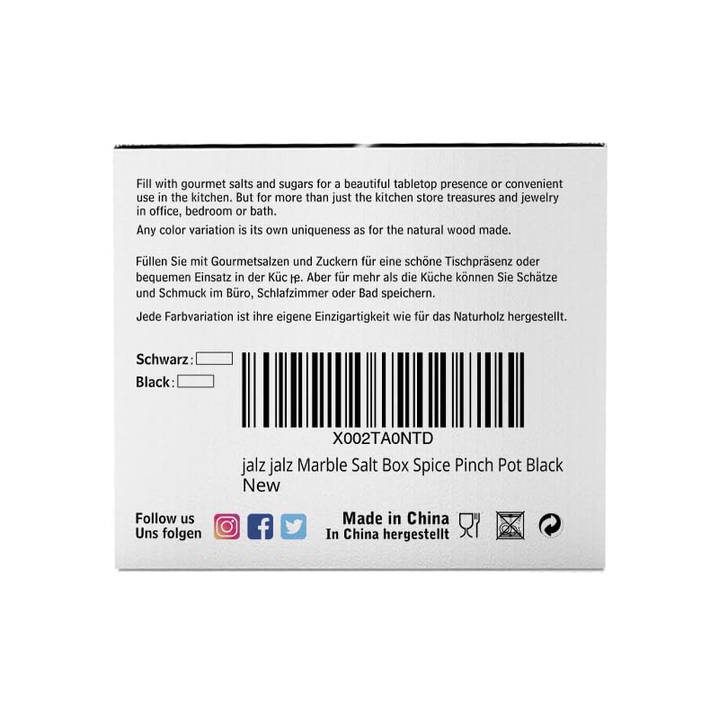 Marble Salt Box Spice keeper Black Big Salt Cellar Natural Material Salt Container Spice Cellar Large Capacity