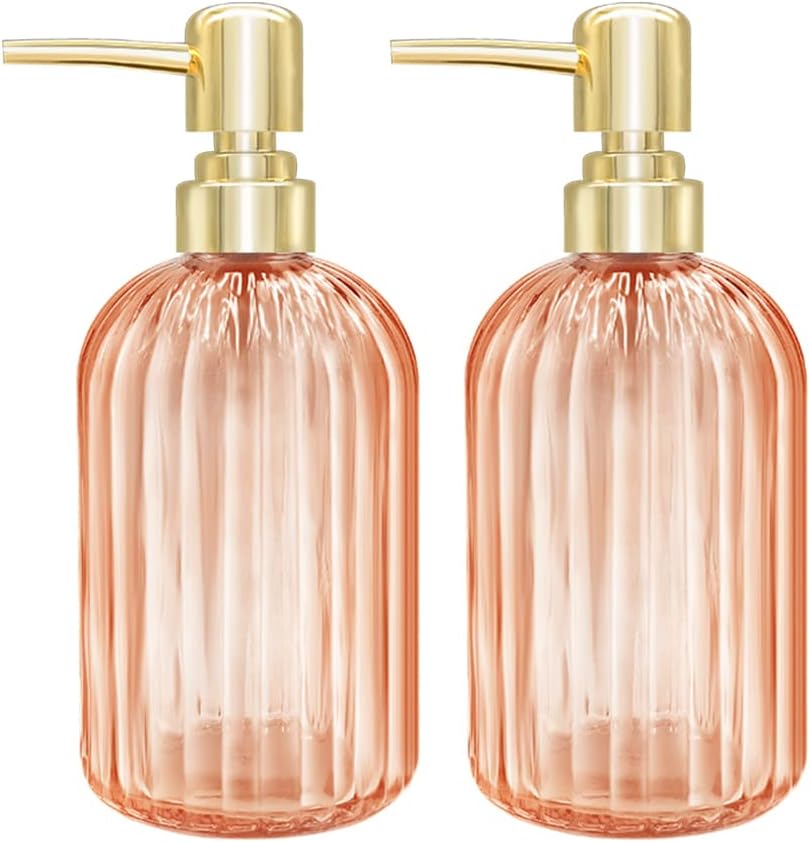 Ambre 2 Pack 14 Oz Kitchen Soap Dispenser with Pump, Transparent Bottle for Hand or Dish Soap