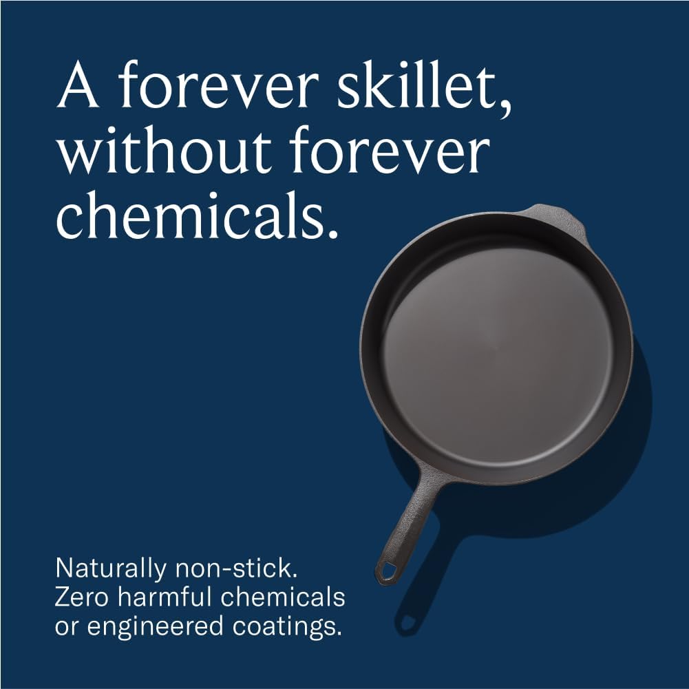 Field Company Starter Set – 10-Inch Cast Iron Skillet No.8 with Cleaning Kit: Natural Fiber Brush, Chain Mail Scrubber & Organic Seasoning Oil – Lightweight, Preseasoned, Made in USA, Vintage Design