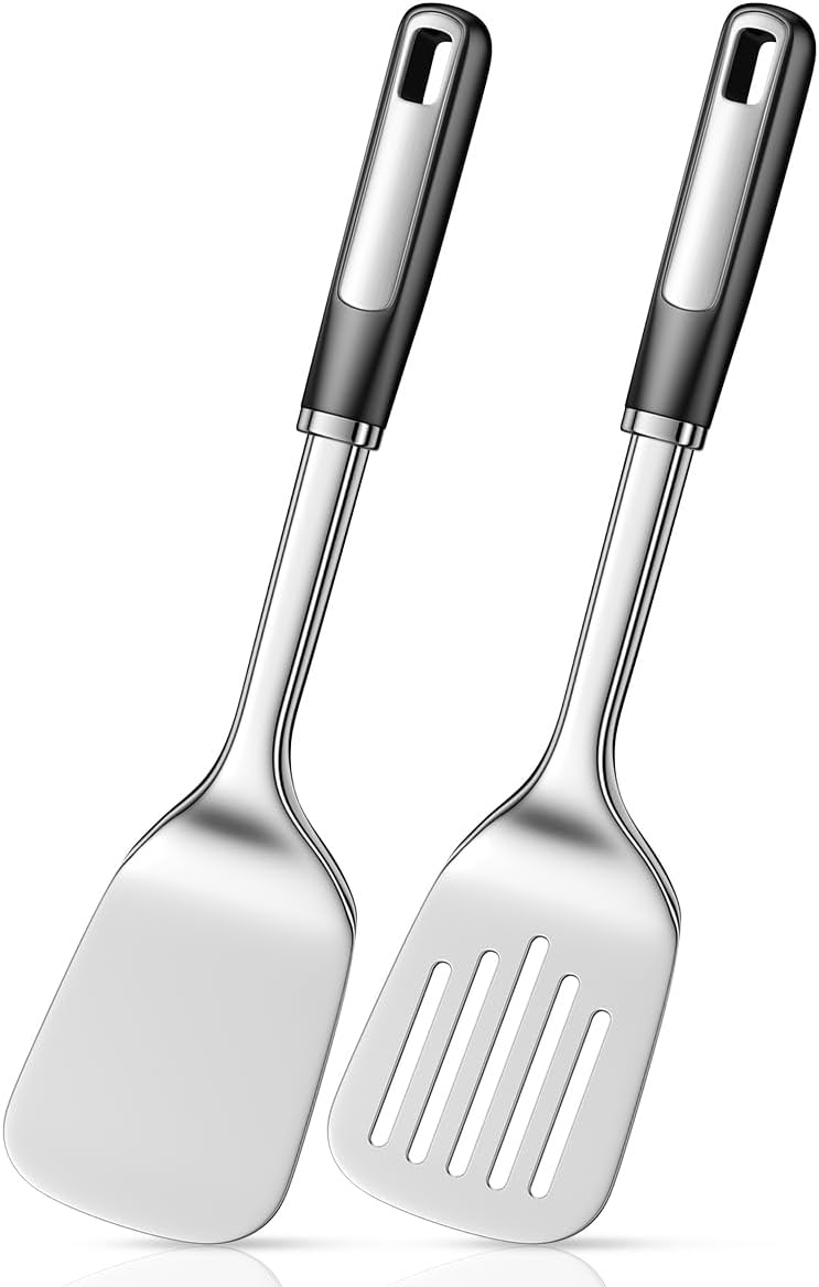 2 Pack metal spatula set, kitchen utensils, cooking utensils,Turner, mini spatula,Slotted Kitchen Spatulas Stainless Steel, Cooking Utensils, Ideal Cookware for Fish, Eggs, Pancakes