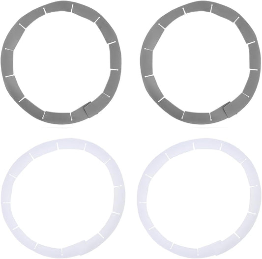 Adjustable Pie Crust Shields, Silicone Baking Protectors, Cover Ring Tools Fits 8-11.4 Inch Pies, Baking Pie Pizza Crust Shield Protector Cover for Edges ﻿ (Grey 2 + Transparent 2)