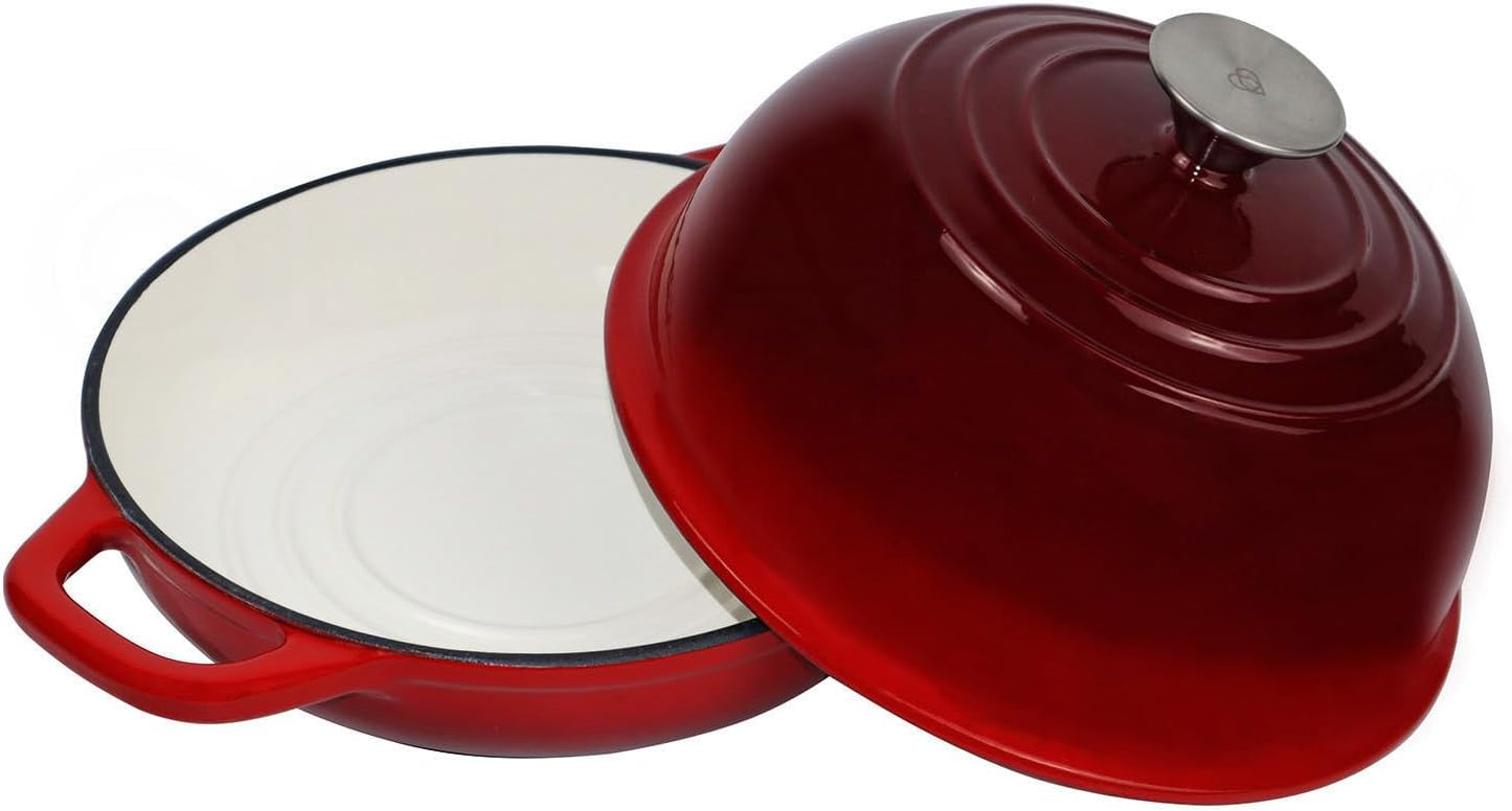 Dutch Oven for Bread Baking Bread Oven for Sourdough Bread Baking, Enameled Cast Iron Dutch Oven Pot with Lid 5 qt Cast Iron Bread Pan, Red