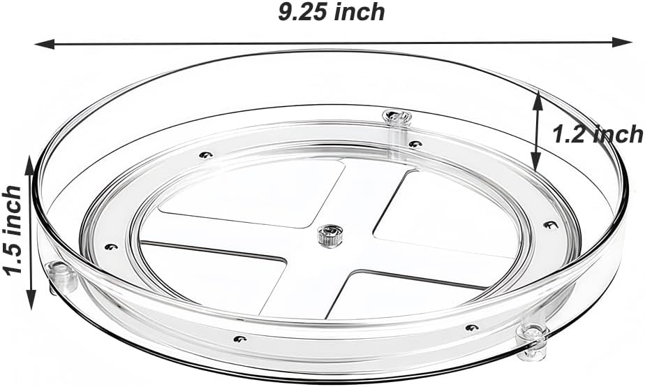 2 Pack Clear Lazy Susan Turntable Organizer, 9.25Inch 360 Rotating Makeup Organizer for Vanity, Desktop Cosmetics Display Cabinet and Perfume Organizer for Small Spaces in Kitchen, Bathroom, Dorm