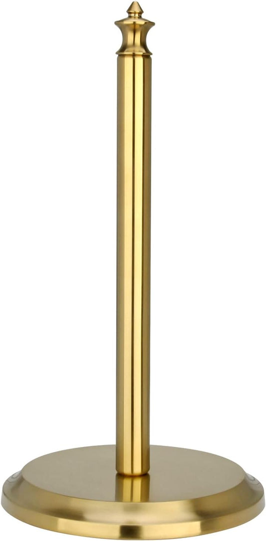 Akicon Paper Towel Holder Stand for Kitchen Countertop & Dining Room Table (Brushed Gold Brass, Classical)