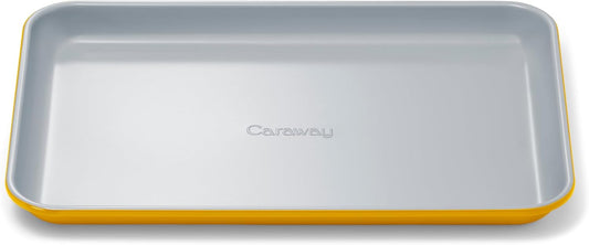 Caraway Nonstick Ceramic Small Baking Sheet (9x13”) – Non-Toxic, PTFE & PFOA Free – Oven Safe – Aluminized Steel Core – Mini Sheet Pan for Baking, Roasting & More - Marigold