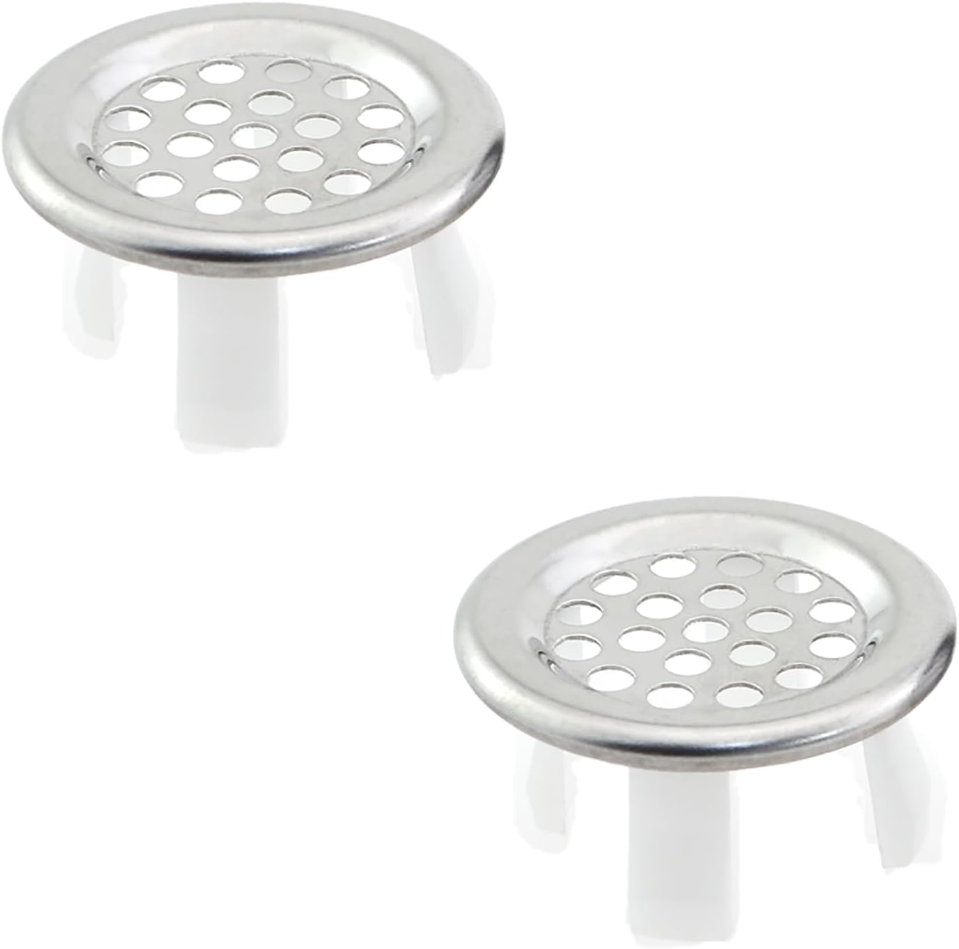 2PCS Kitchen Sink Drain Silver Stainless Steel Basin Overflow Decorative Cover 22-24mm Hole Inside Diameter Insertion Cap