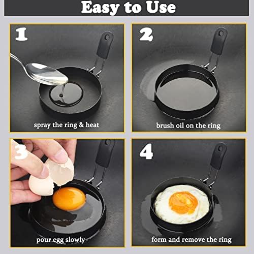 Egg Rings 8 Packs Stainless Steel Pancake Molds And Egg Ring Set Nonstick Round Egg And Omelet Molds for Frying Eggs And Muffins (Set of 8)