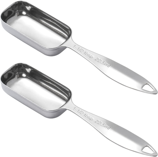 2PCS 1-1/2tbsp (22.5ml) Single Measuring Spoon, Individual Stainless Steel Long Handle Measure Teaspoon Only